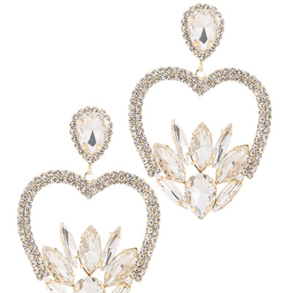 Heart w/Teardrop Glass Earrings - Picture 2 of 2